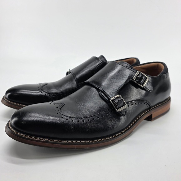 Stacy Adams Karson Monk Double Strap Black Wingtip Brogue Dress Shoes Oxford 9 M Stacy Adams Karson Monk Double Strap Black Wingtip Brogue Dress Shoes Oxford 9 M